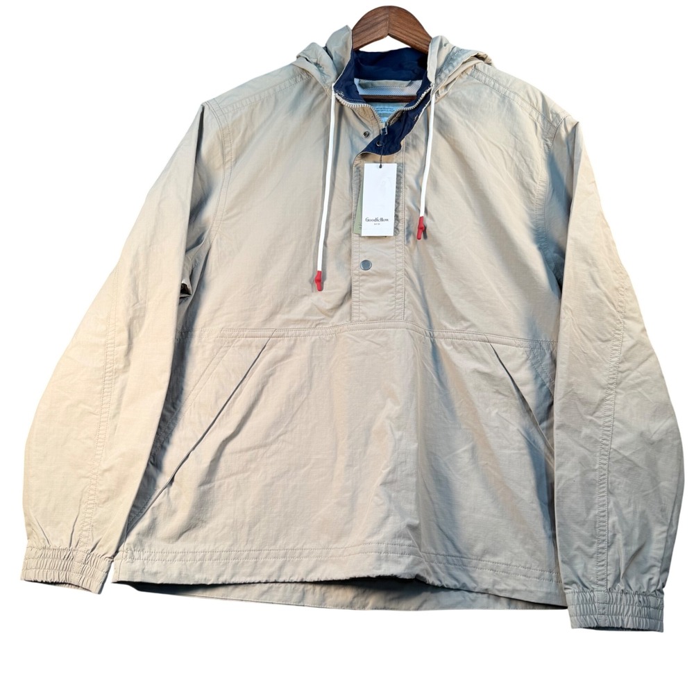 Goodfellow & Co Mens XL Tan Water Resistant Ripstop Anorak Hooded Jacket NEW